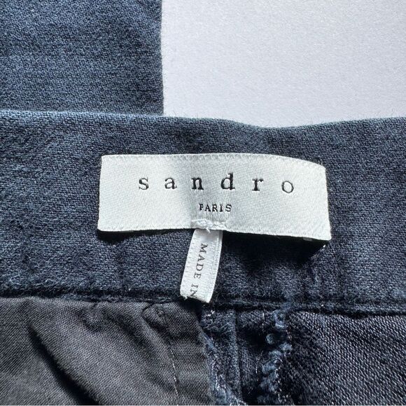 Sandro Elegant Dark Navy Cropped Trousers Size 34 - Picture 4 of 10